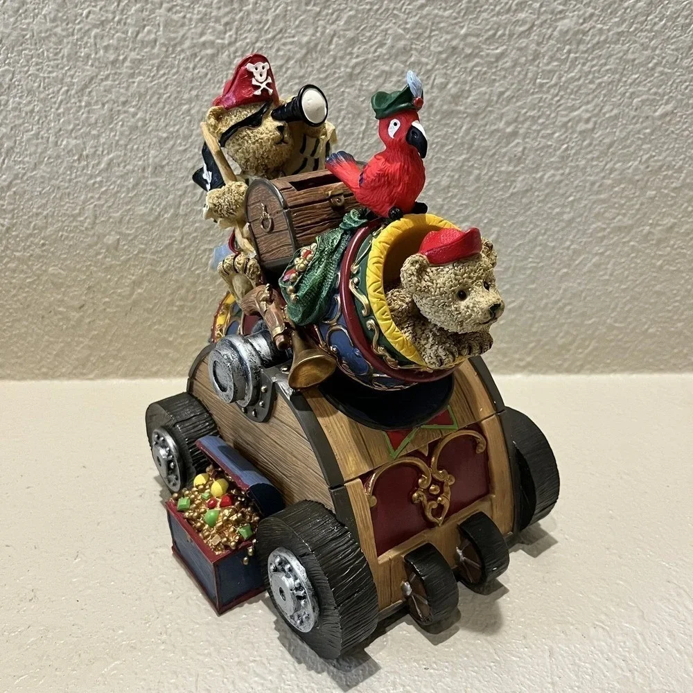 Teddy Bear Bookends & Bank‎ New in Box Hand Painted Pirate Ship Ocean Sea Cannon